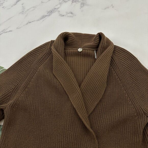 Margaret O'Leary Womens Shawl Collar Cardigan Sweater Size XS Brown Chunky Knit - Picture 2 of 12